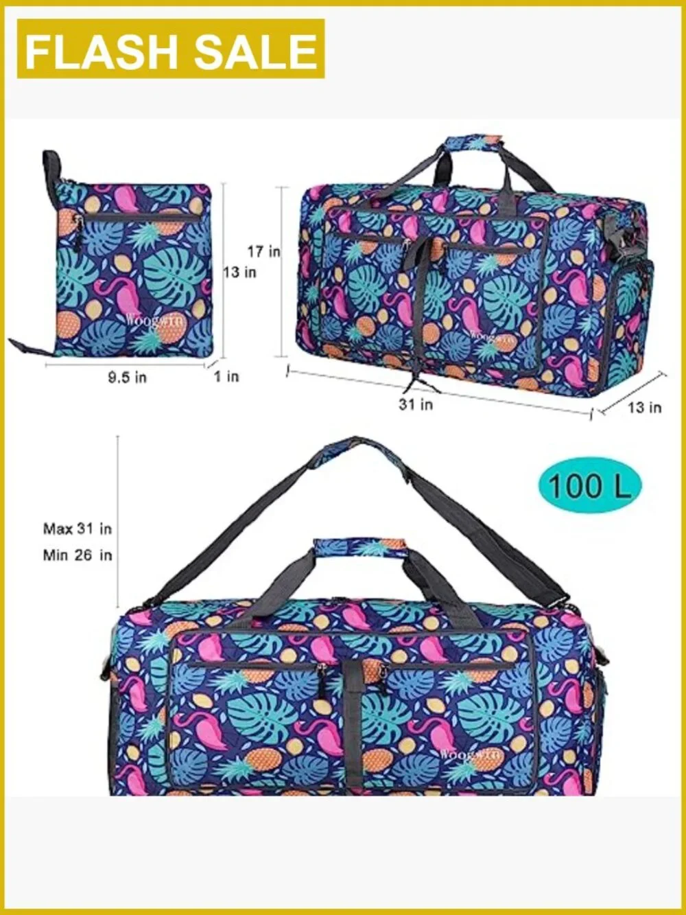 Large Foldable Waterproof Travel Duffel Bag Sports Gym Beach